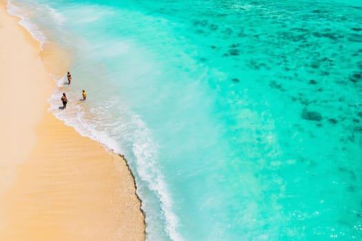 Young beautiful family with a child on a tropical vacation.mauritius island.