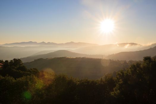 View of Galicia landscape along the way of St. James