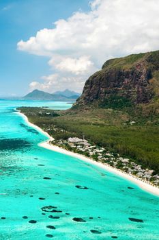 A bird's eye view of Le Morne Brabant on the island of Mauritius.