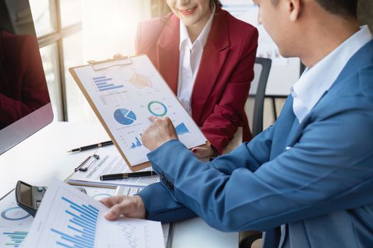 Accounting and business people meeting to planning strategy financial of company. Financial advisor teamwork and accounting concept.