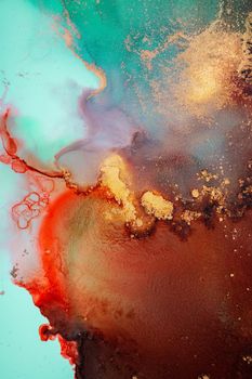 Marble ink abstract art from exquisite original painting for abstract background . Painting was painted on high quality paper texture to create smooth marble background pattern of ombre alcohol ink .