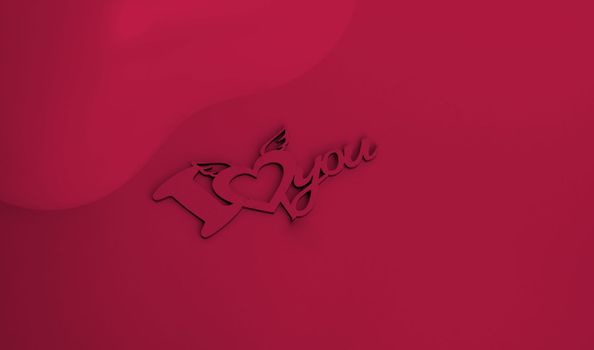 Viva Magenta, a heart-shaped balloon with the inscription I love you . Wedding concept, Valentine's Day, photo zone, lovers. Banner. view from above. A place for your text