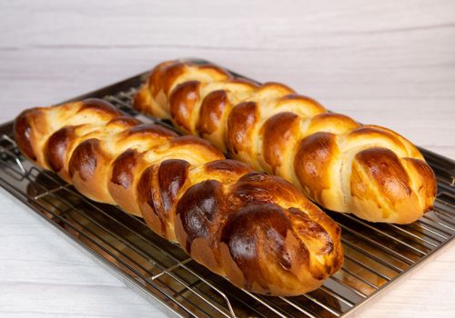 Homemade traditional greek braided brioche. High quality photo