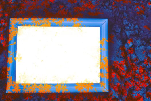 a continuous area or expanse which is free, available, or unoccupied. Abstract blue orange red floral frame with white space for text.