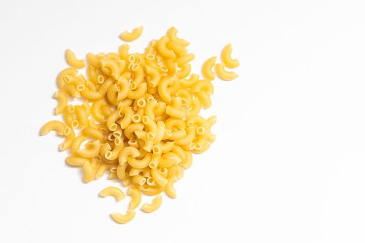 heap of pasta on white background