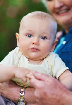 Theyre worth the time spent. a baby boy spending time outdoors with his grandmother