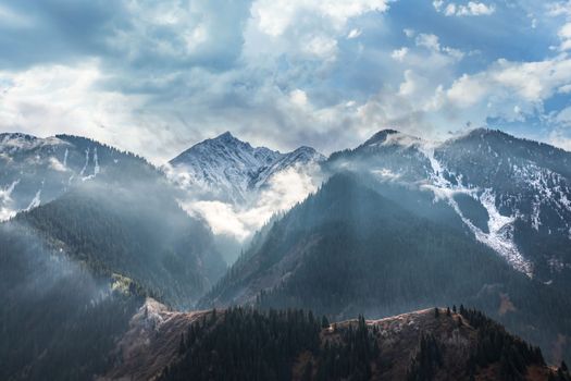 Almaty mountains picturesque landscape. Nature of central asia scenery.