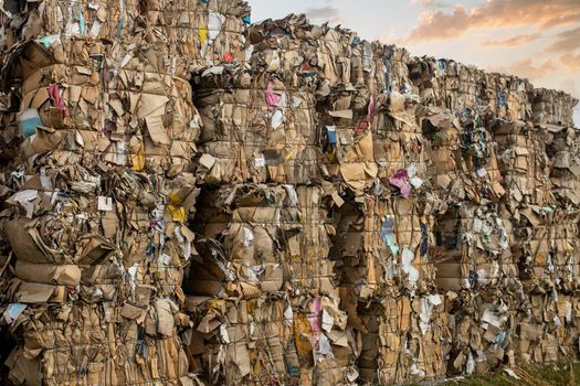 Different kind of paper folded in a pile for recycling.