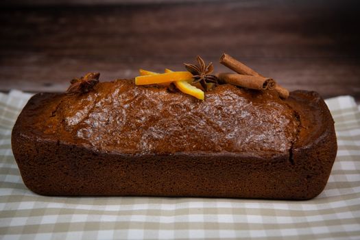 Traditional spice gingerbread cake with honey, ginger, cinnamon, nutmeg. High quality photo