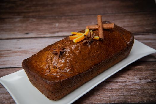 Traditional spice gingerbread cake with honey, ginger, cinnamon, nutmeg. High quality photo