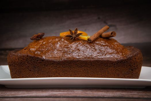 Traditional spice gingerbread cake with honey, ginger, cinnamon, nutmeg. High quality photo