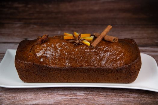 Traditional spice gingerbread cake with honey, ginger, cinnamon, nutmeg. High quality photo