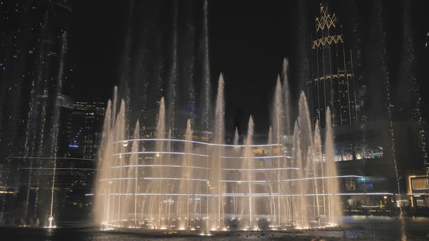 Dancing fountains in Dubai in the evening