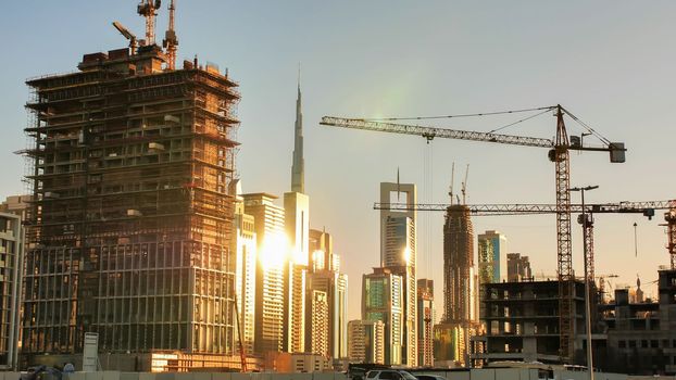 Construction in the city center of Dubai. United Arab Emirates