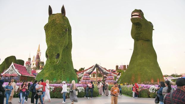 Exposition of horses in the Garden of Miracles in Dubai.
