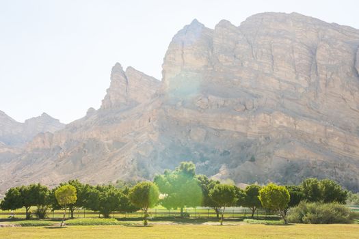 Mountains near the hot thermal springs in the United Arab Emirates near Ain Al