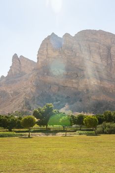 Mountains near the hot thermal springs in the United Arab Emirates near Ain Al