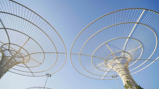 Futuristic metal flowers in Dubai Miracle Garden Park