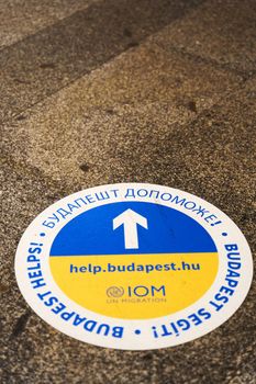 Office of humanitarian aid to Ukrainians affected by the Russian war with Ukraine. The office is located in Budapest. Budapest, Hungary - 08.25.2022