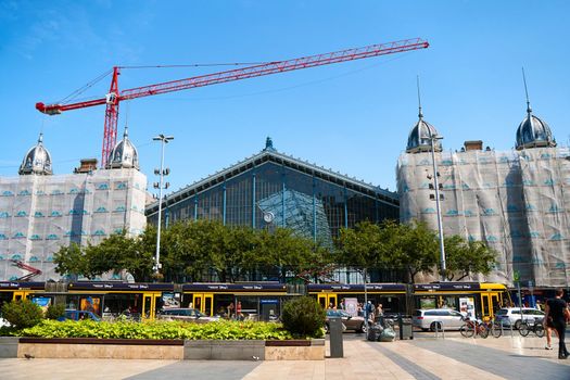 Renovation of the building of the city railway station in Budapest. Budapest, Hungary - 08.25.2022