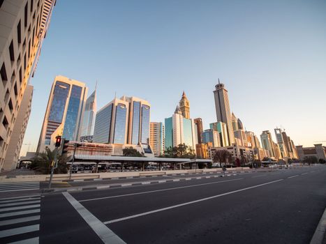 Empty streets of Dubai during quarantine. UAE