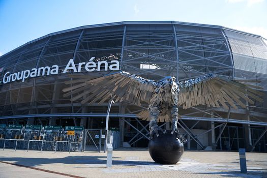 Groupama arena stadium in Budapest. The entrance gate to the stadium. Budapest, Hungary - 08.25.2022