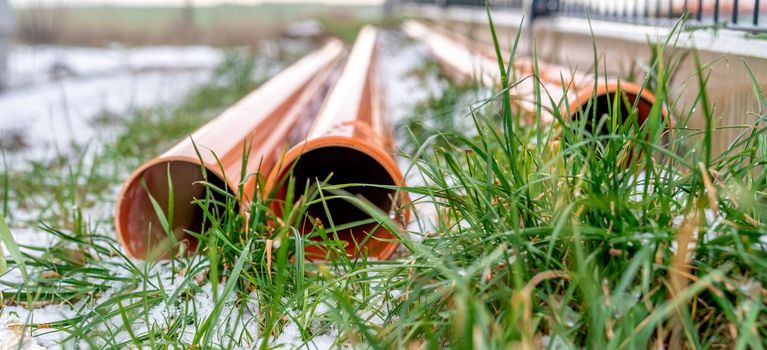 water pipes in the construction yard. High quality photo