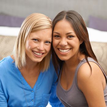 Girls weekend away. Cropped portrait of two attractive young women smiling happily