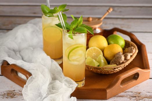 Incredible lavender lemonade. It's sweetened and flavored with homemade lavender honey syrup to make it healthier and tastier. Refreshing organic non-alcohol cocktail.