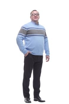 in full growth. Mature business man in casual clothes . isolated on a white background