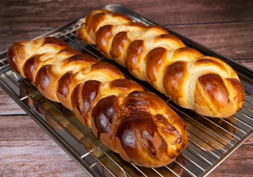 Homemade traditional greek braided brioche. High quality photo