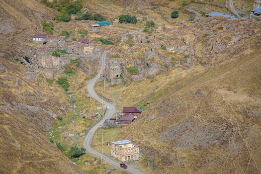 Old ruined city in the mountains of North Ossetia