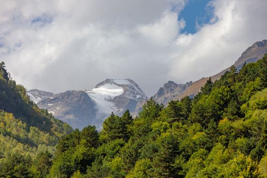 North Caucasus, high mountains of Ossetia, Glacier in the mountains
