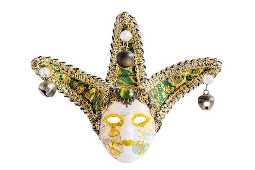 Venetian carnival face mask isolated on white background.