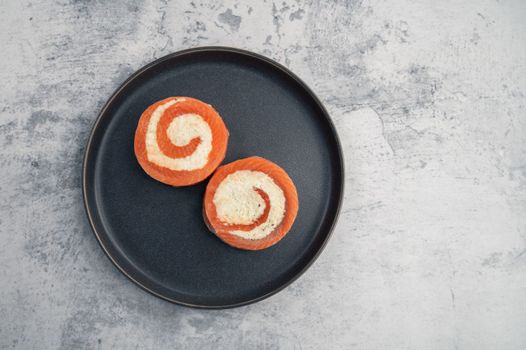 Salmon roll with mozzarella. Semi-finished dish