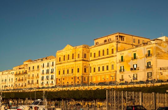 Building at sunset, Ortigia, Syracuse. Italy