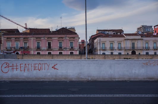 View of empty road in Catania, Italy