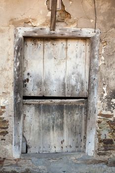 View of old door of rural house in Vilafranca del Bierzo, Spain