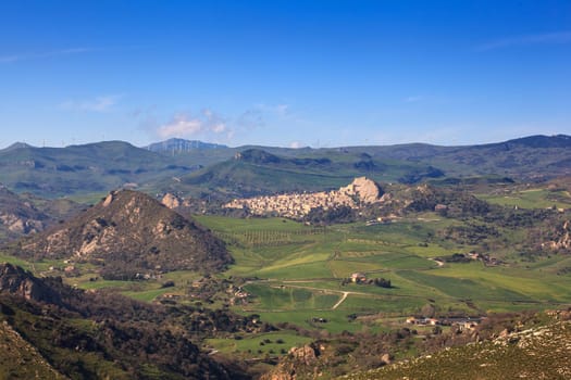 View of Sperlinga and spring countryside