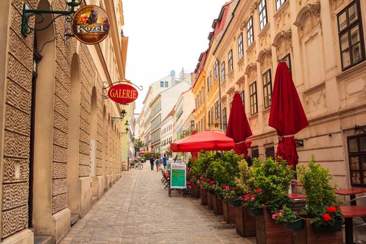 VIENNA, AUSTRIA - MAY, 22: View of typical Vienna street on May 22, 2018