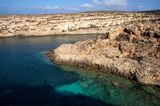 View of Cala Galera in the summer season. Lampedusa, Sicily