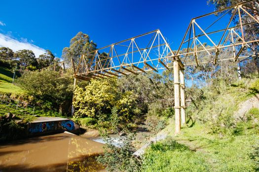 Mountain bike trails and landscape around Plenty Gorge in Northern Melbourne in Victoria, Australia