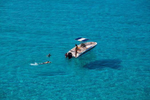 LAMPEDUSA, ITALY - AUGUST, 01: View of Tabaccara famous sea place of Lampedusa on August 01, 2018