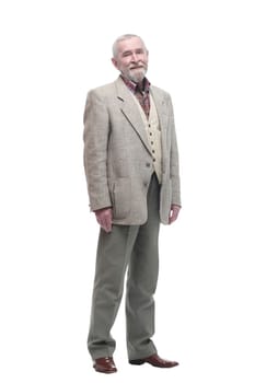 full-length. casual elderly man in business clothes . isolated on a white background.