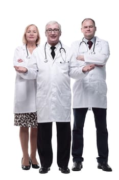 in full growth. group of leading medical specialists. isolated on a white background.