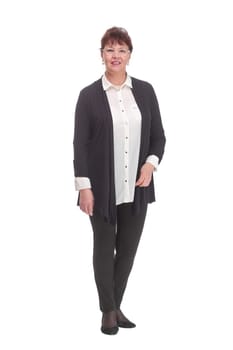 Attractive smiling middle aged businesswoman in portrait wearing glasses