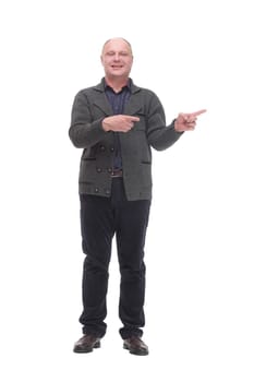 in full growth. thoughtful mature man .isolated on a white background.