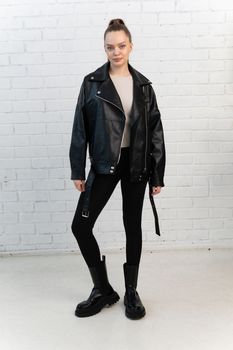 clothing black background design leather isolated zipper fashion casual white jacket style clothes