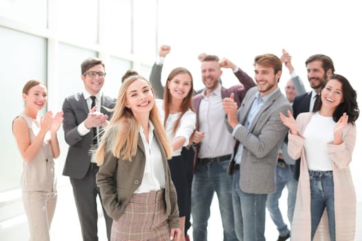 team of happy young like-minded people standing together