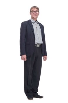 full-length.mature man in a business suit. isolated on a white background.